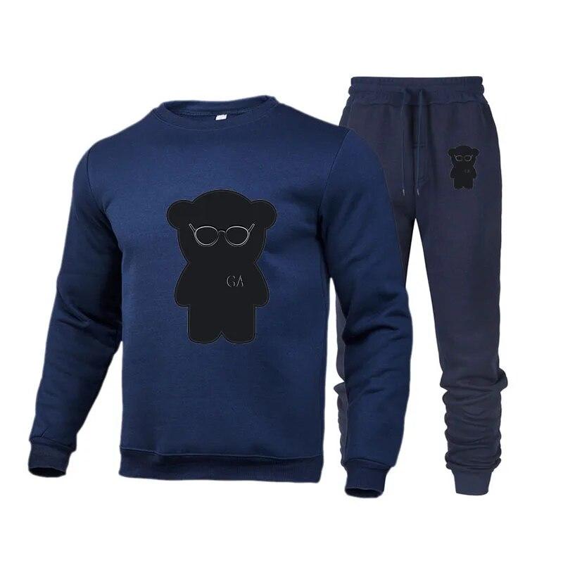 2023 Теплый спортивный костюм, мужская толстовка, спортивные штаны, комплект из 2 предметов, мужская одежда, весенне-осенние спортивные костюмы, повседневная уличная одежда, комплект для бега