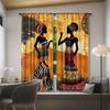 2PCS tribal beauty printed curtains, pole bag design, privacy protection, suitable for decorating various scenes