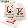 5 шт. Мешочек на шнурке с большой буквой, тканевый мешочек, мешочек для вечеринки, фестивальные принадлежности, мешочек для рождественского подарка, мешочек Санта-Клауса