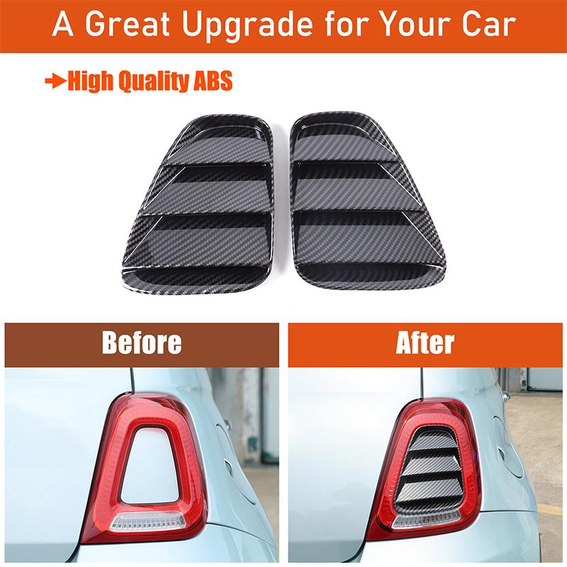 For Fiat 500 Abarth 595 695 2016-2025 ABS Car Rear Tail Light Decorative Panel Cover Sticker Exterior Accessories