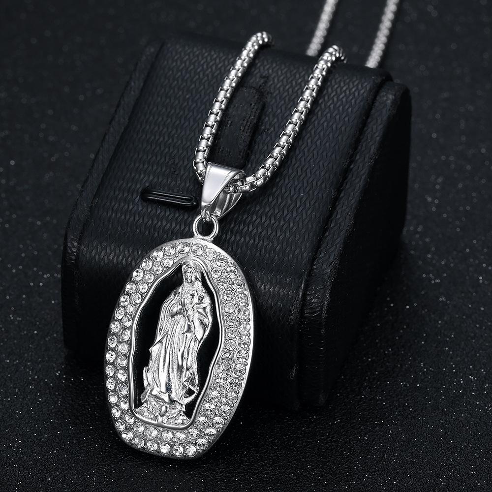 Fashion Accessories Stainless Steel Gold-plated Our Lady of Guadalupe Pendant Necklace Virgin Mary