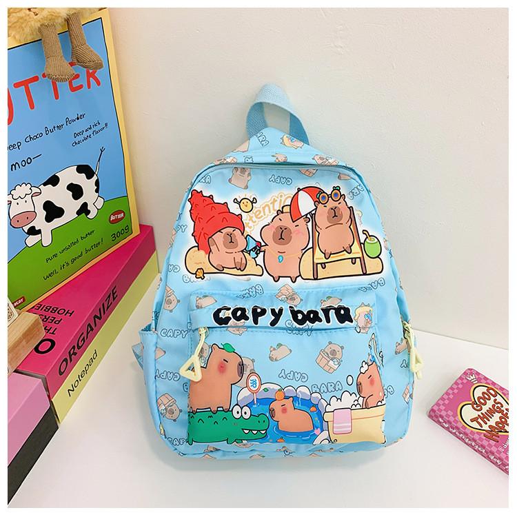 Stylish Capybara Cartoon School Bag For Kids With Comfortable Padded Straps