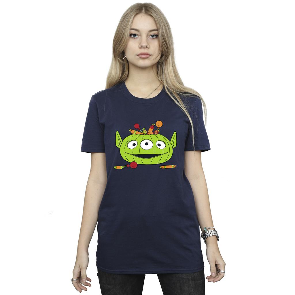 Toy Story Женская/Дамская Хлопковая Футболка Бойфренда на Хэллоуин с Пришельцем и Тыквенной Корзиной