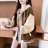 Контрастная толстовка с капюшоном Pre-Fall, женская, осенне-зимняя, свободного покроя, большого размера, маленькая, повседневная, бейсбольная форма, куртка