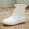 Women’s Fashionable Soft-Soled Waterproof Mid-Tube Rain Boots with Velvet Lining - Non-Slip Winter Wear