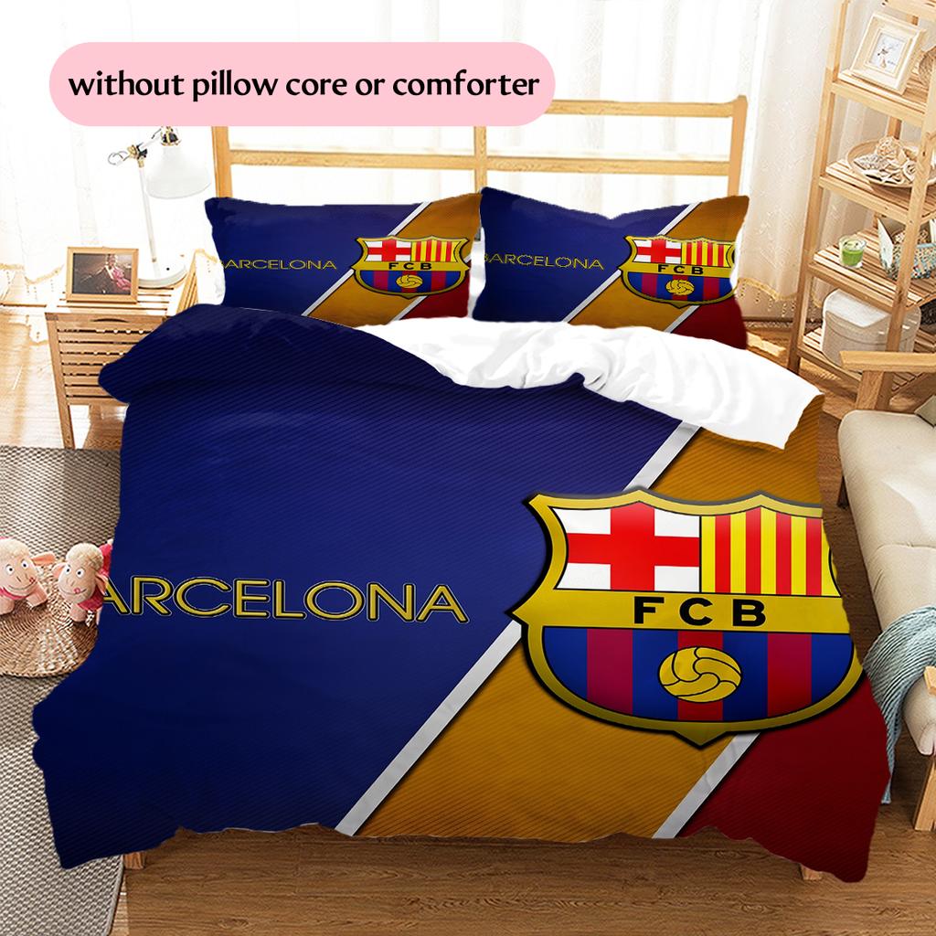 Постельное белье с узором ФК Барселона Домашний декор Подарок на день рождения (1 пододеяльник + 2 наволочки, без наполнителя)