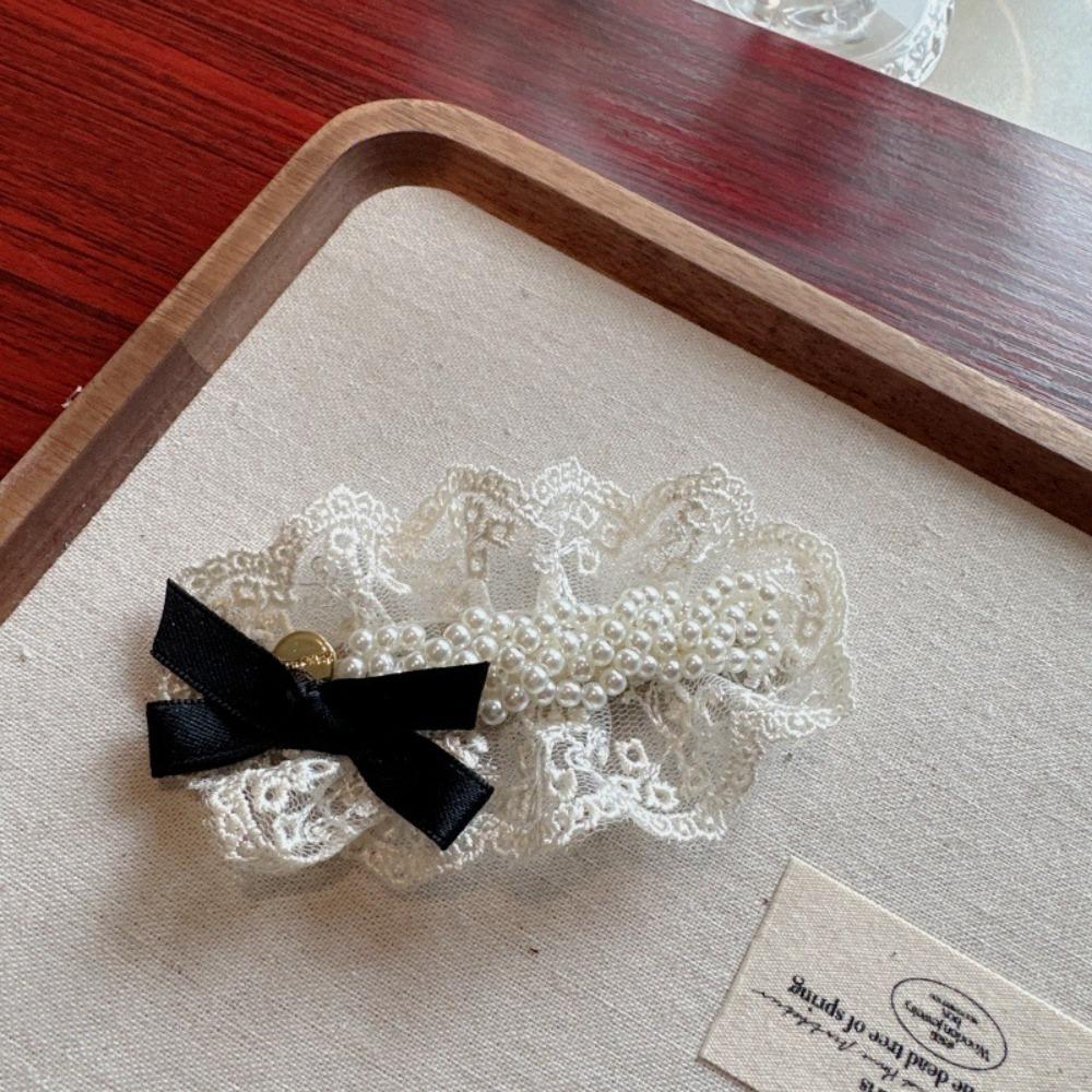 Cloth Lace Flower Hair Clip Pearl Lace Wedding Hair Clip Retro Flower Hair Rope  Wedding Bridal