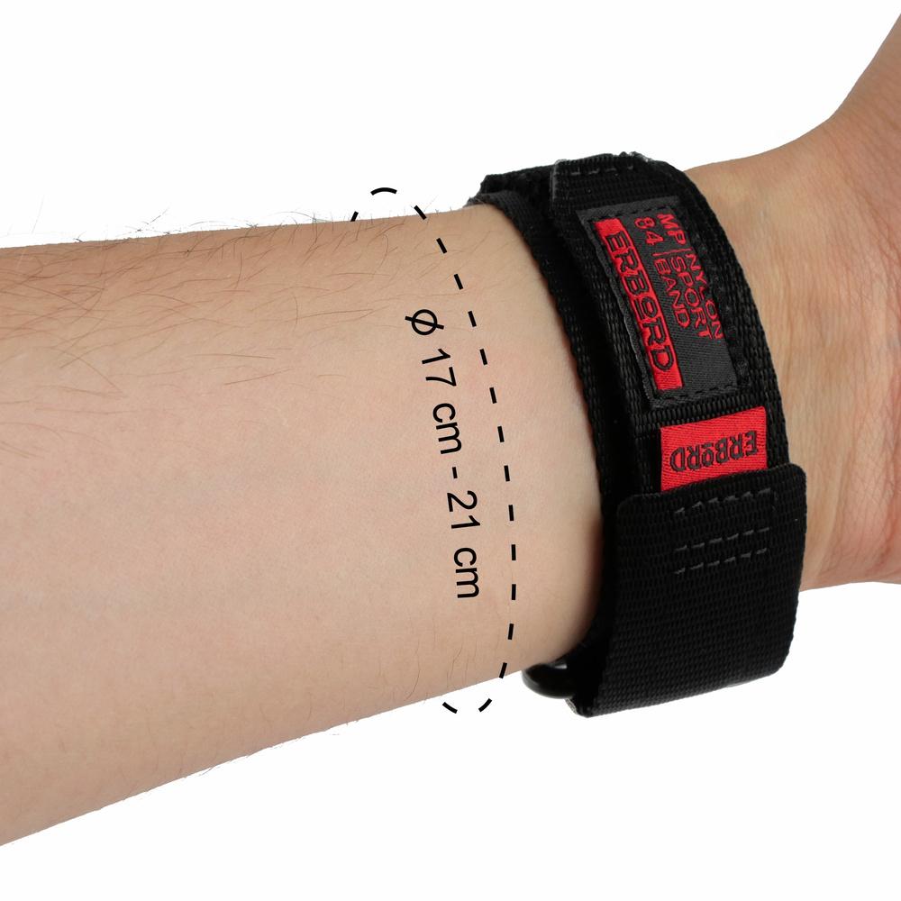 ERBORD MP84 Nylon Strap for Apple Watch 1/2/3/4/5/6/7/8/9/10/11/SE Ultra 1/2/3 42/44/45/46/49mm, Black