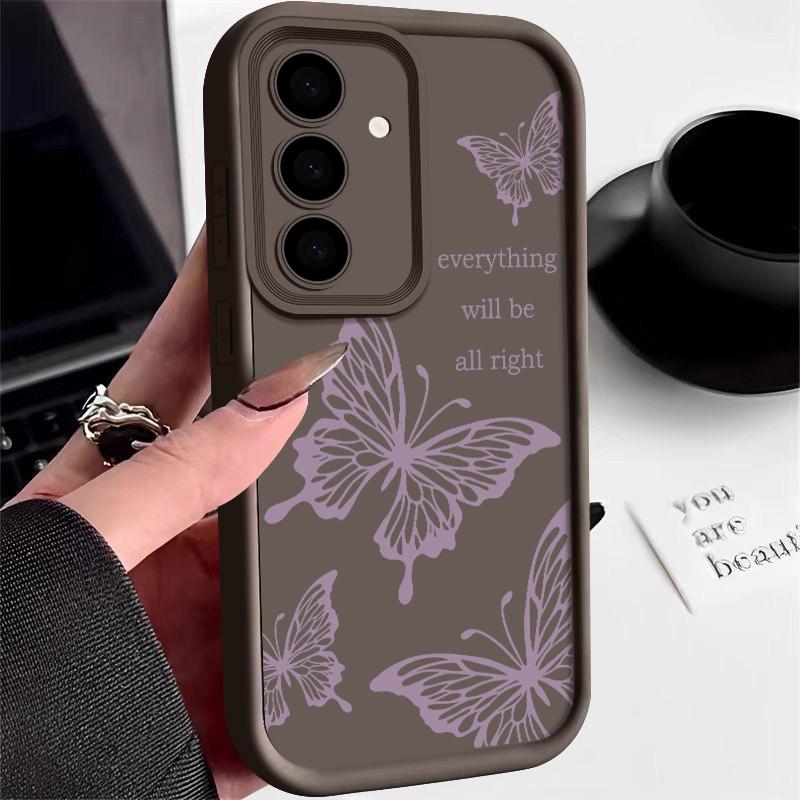 For Samsung S25 Ultra S24 FE S23 S22 S21 A14 A34 A35 A52 A53 A54 5G Cover Shockproof Matte Silicone Protection Butterfly Pattern Soft Phone Case