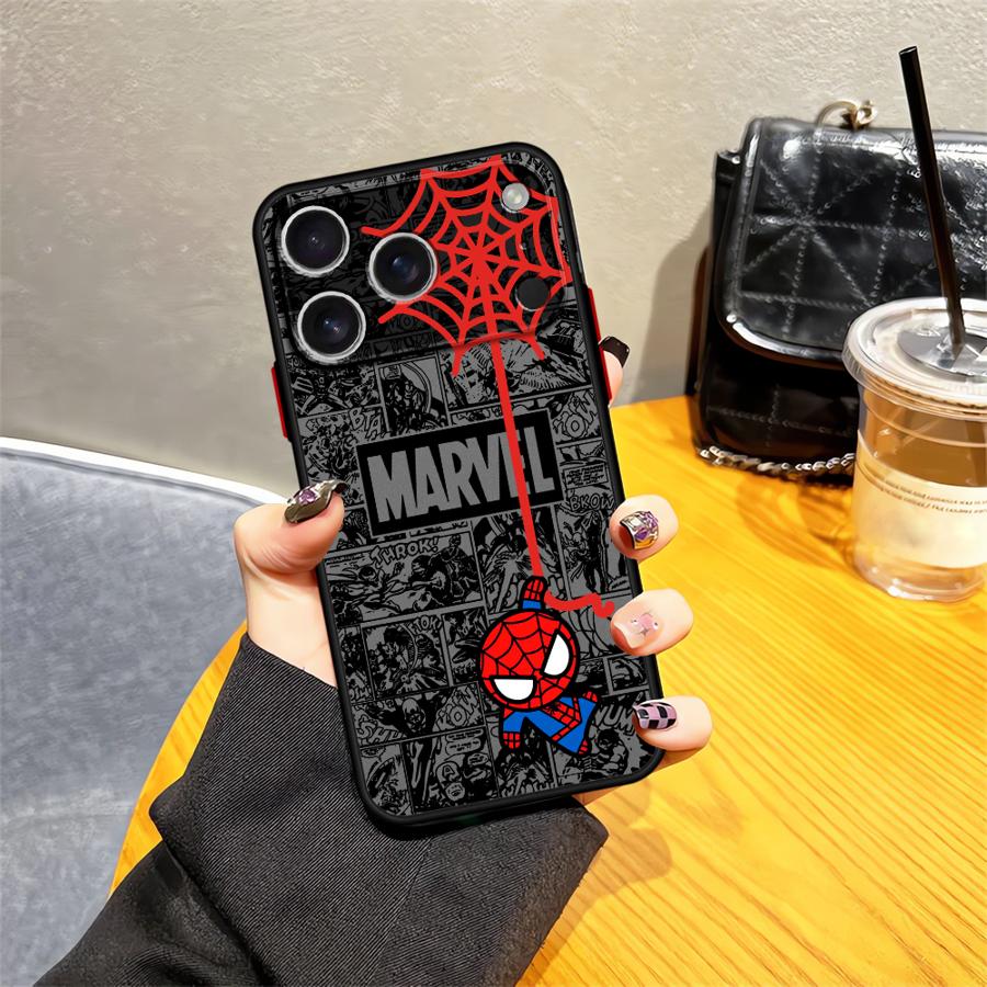 Милый чехол Marvel Человек-паук для iPhone 17 Pro Max Air 15 XS XR 14 12 17e 11 7 8 SE 16 Plus 13 Mini Задняя крышка телефона