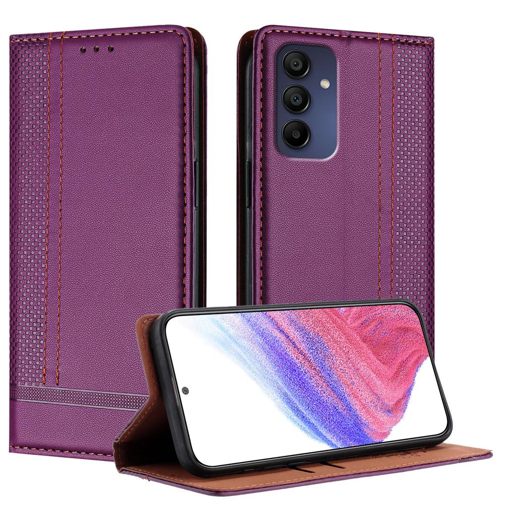 For Samsung Galaxy A16 4G/Galaxy A16 5G Case L-Shaped Grid Pattern Leather Stand Phone Cover with Card Slots