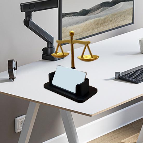 Подставка для визиток Весы правосудия Подставка для карточек Практичный декоративный настольный органайзер для юридического офиса и профессионального использования