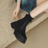 Thick Soled Short Boots for Women Elastic Knitted Slim Boots Height Increasing Martin Boots  Single Shoes  Thin Socks Boots