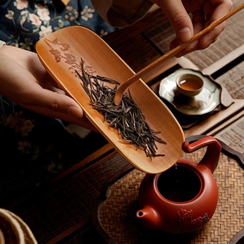 Traditional Chinese Teas Ceremony Set 3 Bamboos Tool With Intricate Carvings For Precise Brewing Family Gatherings And Cultural Display