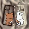 Милый чехол для телефона с дизайном пары кроликов и медведей для iPhone 15 Pro Max, чехлы для iPhone 16 14 13 12 11 Pro Max 7 8 Plus SE X XS XR