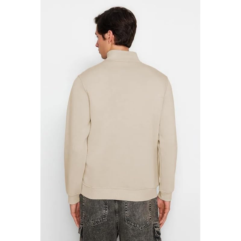 TAGAS Men's Fleece Regular Fit Half-Zip Sweatshirt | Mss-6-Beige-L