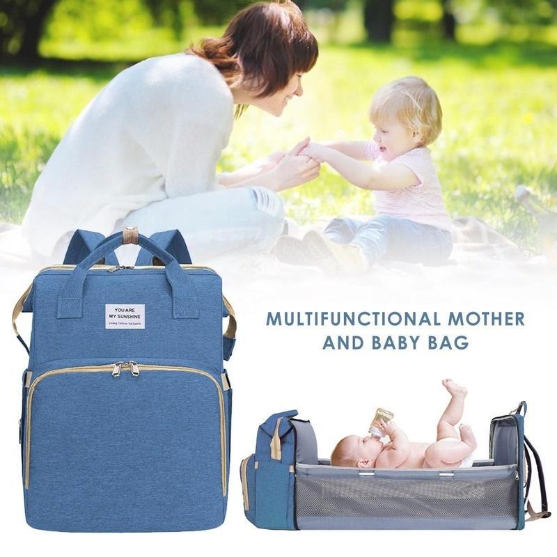 Portable Folding Baby Bed Mom Bag Multi-function Bed Large Capacity Mother and Baby Bag Backpack