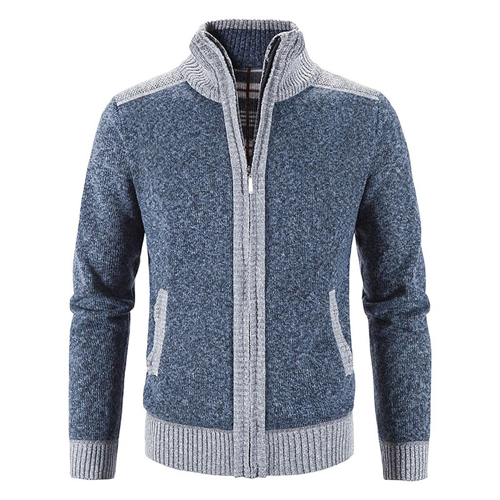 Men's Casual Autumn Winter Zipper Sweater Stand Collar  Cardigan Tops Sweater Blouse Coat