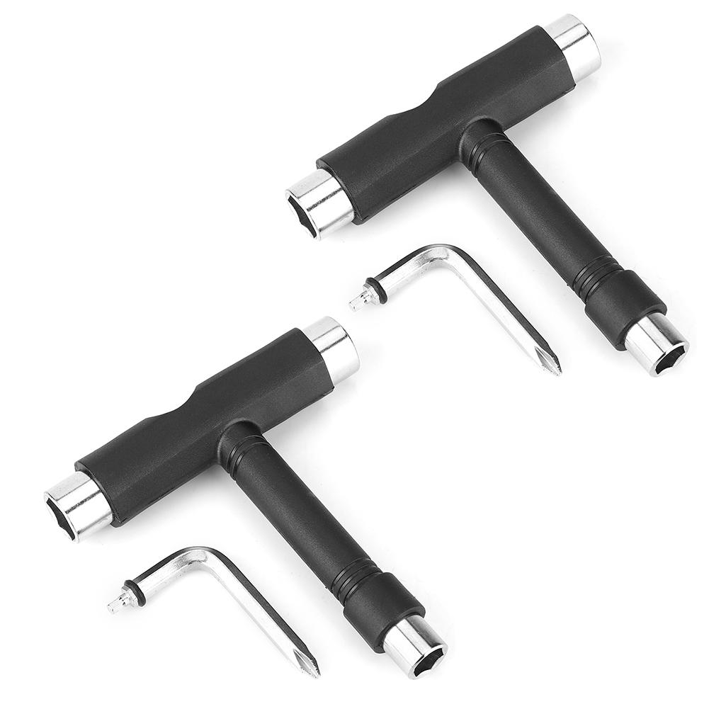 2 Sets Steel Durable Portable Plastic Covered Edge Skateboard T Shape Skate Wrench Repair Tool Accessory