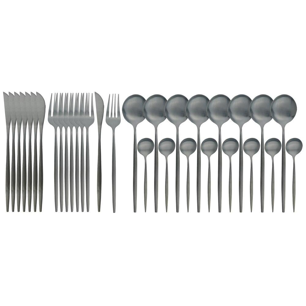 32Pcs Gold Dinnerware Stainless Steel Cutlery Set Knives Fork Tea Spoon Dinner Silverware Set Service 8 Kitchen Tableware Gift Set