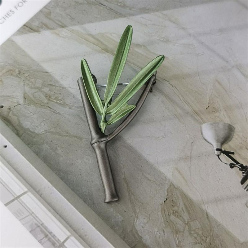 Japanese And Korean Jewelry Bamboo Emerald Green Shawl Buckle Antique Women'S Pin Silk Scarf Buckle, Brooch