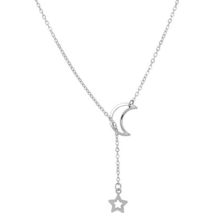 Necklace - Silver - Moon and Star - Layered Pendant - Chic Accessories - Girls
