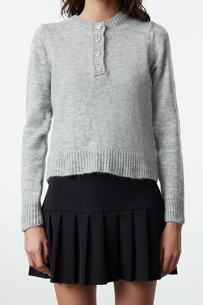 Женский свитер в элегантном стиле, мягкий текстурированный базовый трикотаж с камнем, свитер