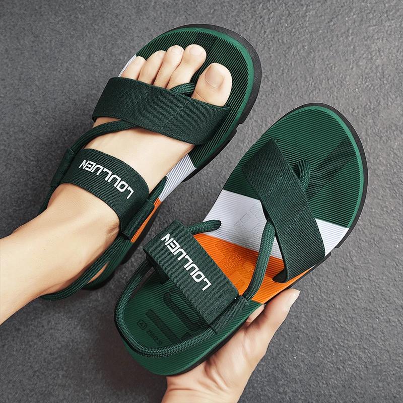 Модные пляжные сандалии для мужчин Новые стильные сандалии для мужчин Повседневные тапочки Пляжные слипоны Износостойкая подошва для улицы Модные универсальные мужские F