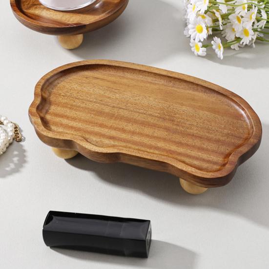 Wooden Display Tray Small Riser Pedestal Stand Rustic Elevated Tray Wooden Riser for Jewelry Perfumes Candles Plants Farmhouse Tabletop Decor