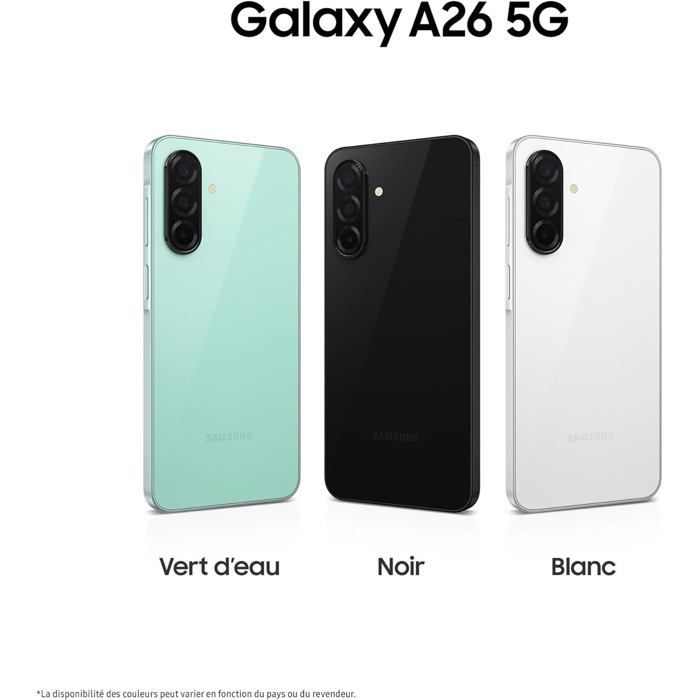 Smartphone - SAMSUNG - Galaxy A26 - 8 Go RAM - 256 Go - 5G NR - Écran 6,7" Super AMOLED