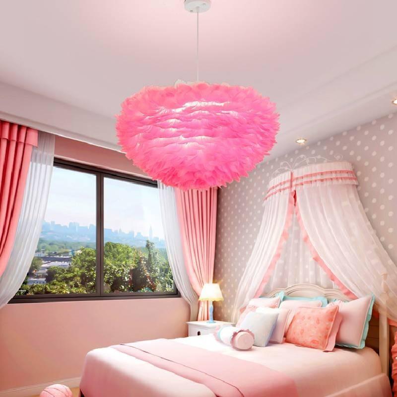 Feather Ceiling White Pendant Light Shade Modern Chandelier Lampshade Floor Lamp