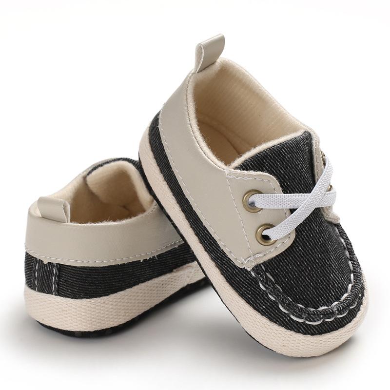 Baby Girl Boy Shoes Newborn Canvas Solid Lace-up First Walker Decoration Soft Sole Anti-Slip Kids