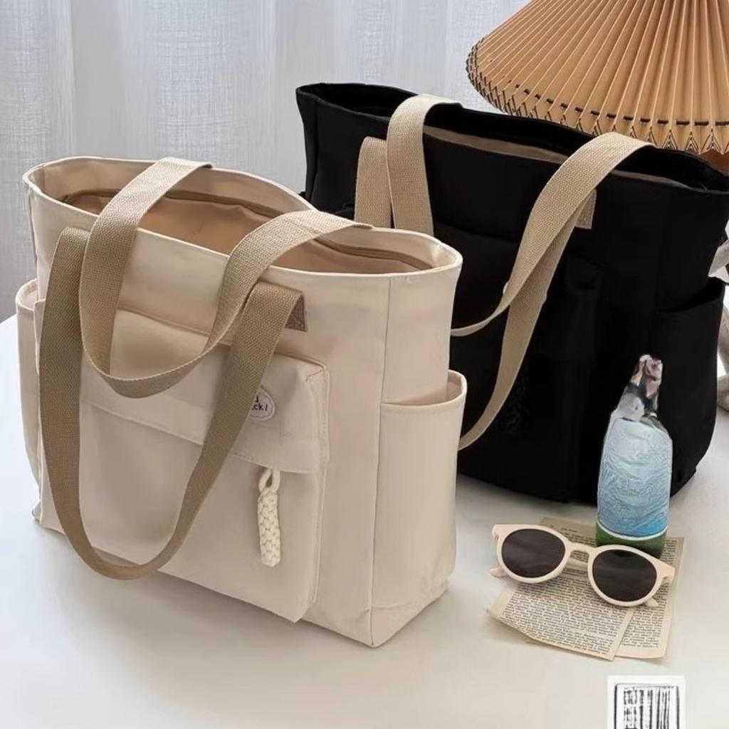 Original Design Japanese Knot Commuter Thick Nylon Tote Bag Casual Art Student Simple One Shoulder Handbag