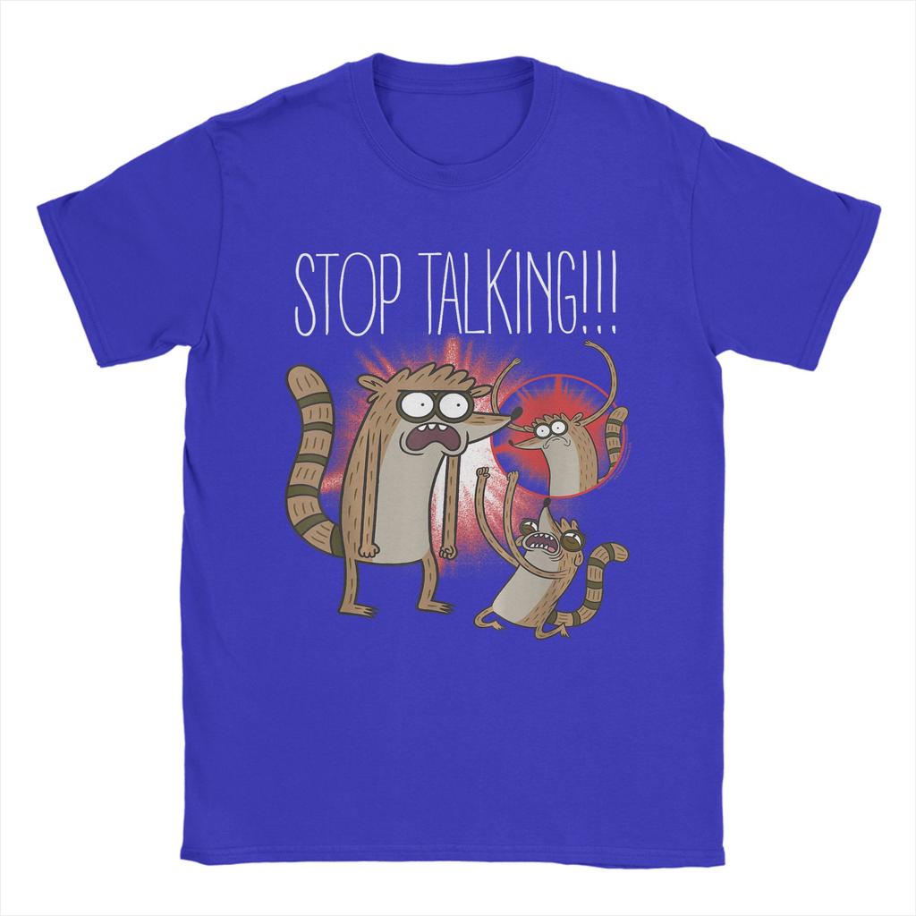 Regular Show Rigby Stop Talking Men T Shirts Hipster Tees Short Sleeve Round Collar TShirt Cotton Graphic Tops