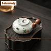 100ml Antique Love of Butterfly Wooden Side Handle Teapot Literati Tea Maker Hand Held Sketch Pot Kettle for Infusion Collection