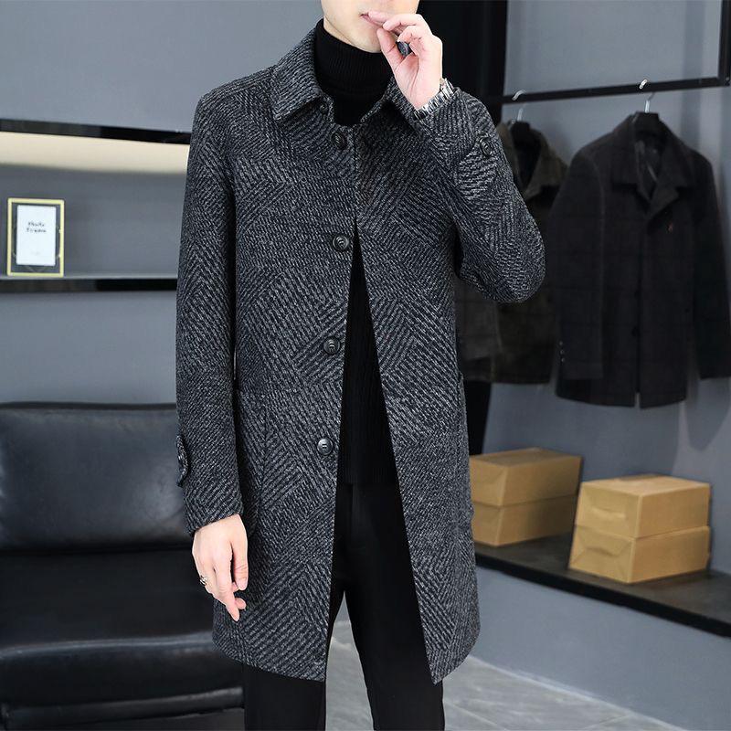 Men's Mid-Length Double-Sided Wool Coat - Thickened, Single-Breasted, Trendy Business Casual Outerwear