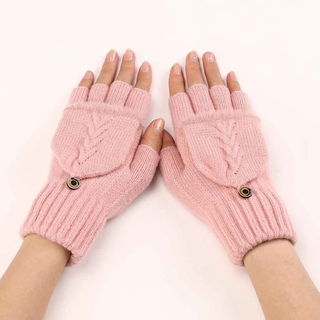 New Short Woolen Fingerless Gloves with Flip-top Fringes for Autumn and Winter Warm and Fashionable Knitted Half Finger Sleeves for Women