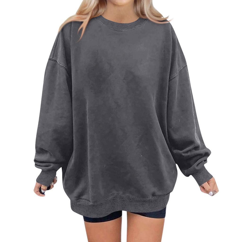 Женская модная повседневная однотонная толстовка с длинным рукавом