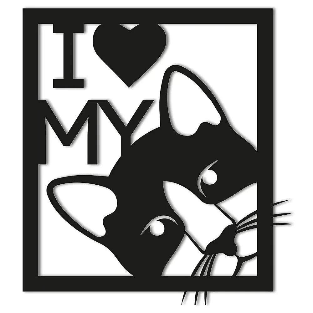 I Love My Cat Metal Wall Sign: Perfect Cat Lover Wall Decor for Living Room—Charming Home Decoration for Feline Enthusiasts