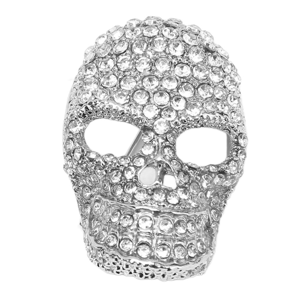 Skull Pin Brooch Sparkling Vintage Decorative Clear Rhinestone Skull Head Pin Brooch for Halloween