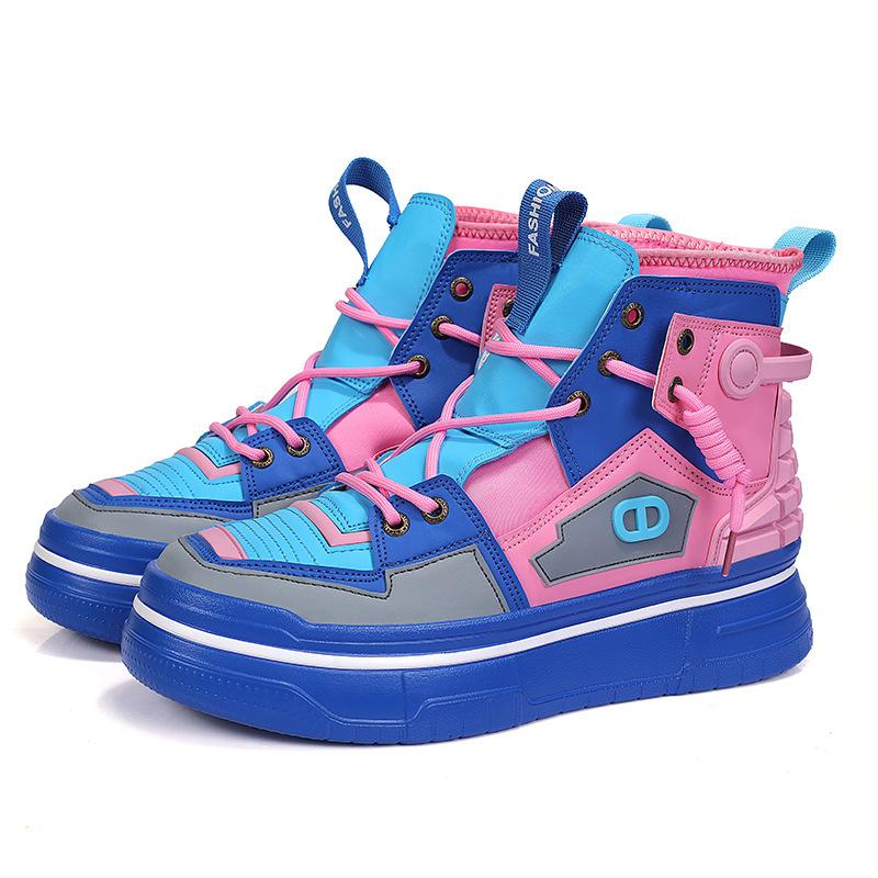 Европейская станция ins ветровой тренд мужская обувь цвет подбор толстая подошва усиление помощь мода доска обувь повседневная спортивная обувь инструменты ботинки