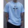 Летняя мужская 100% хлопковая повседневная свободная футболка большого размера с креативным принтом Cross, спортивная, удобная, с круглым вырезом и короткими рукавами