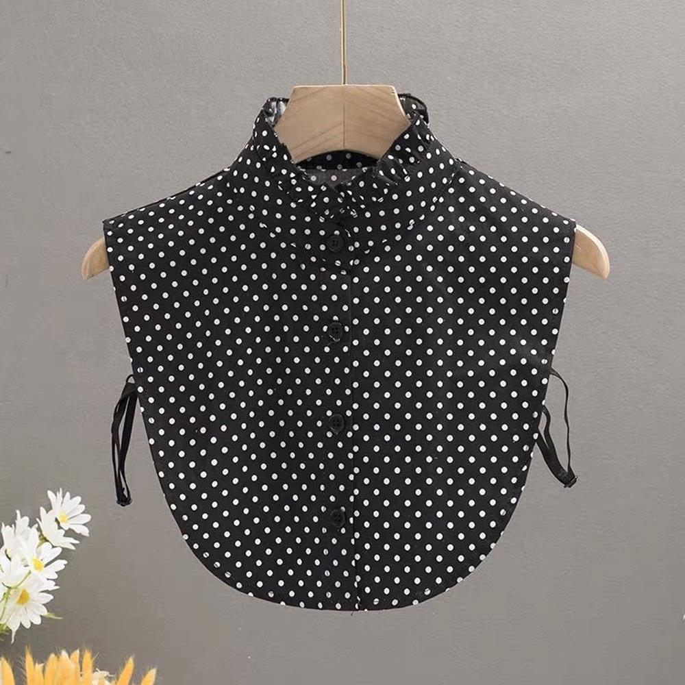 Classic Dots Front Tie White Fake Collar For Women Stand Detachable Collar Fake Half Shirt Blouse Girls Vintage False Collar New