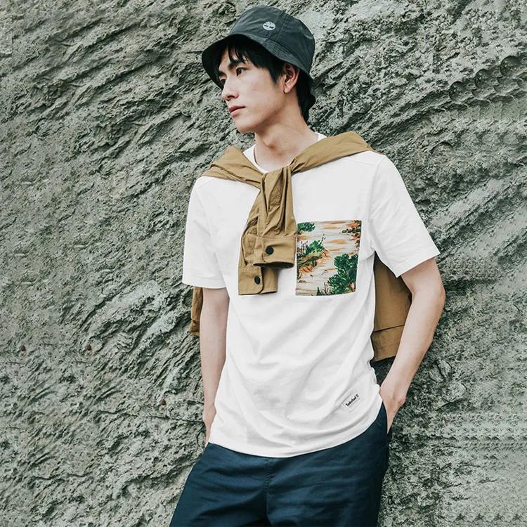 Timberland T-Shirts Men's White Crew Neck Thin Straight Fit (Unisex) T-Shirts A254Z 100