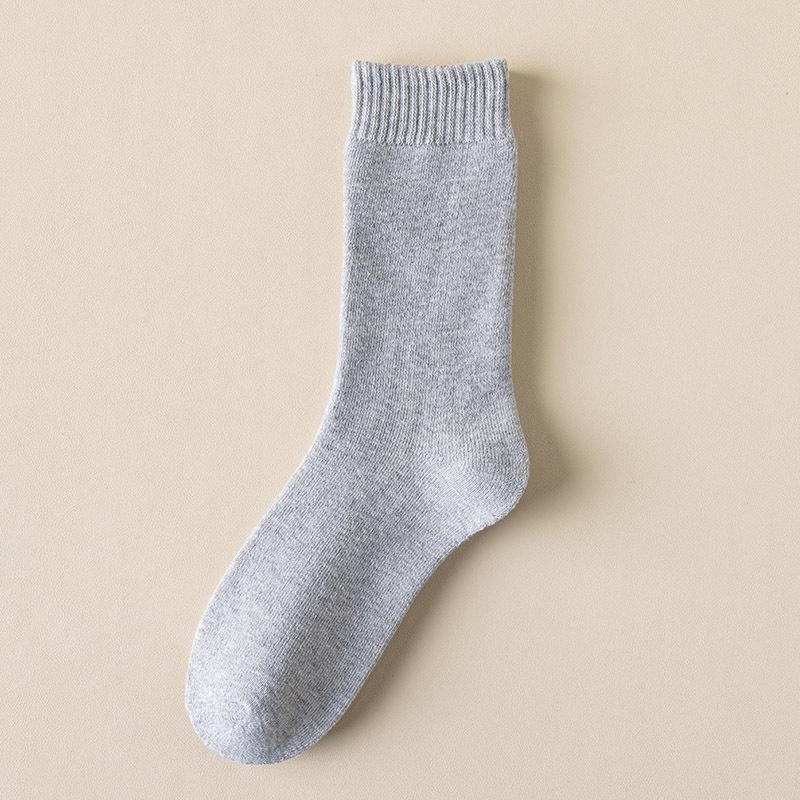 Мужские деловые носки для экипажа, однотонные мужские зимние утепленные носки, хлопковые спортивные носки с высокой трубкой