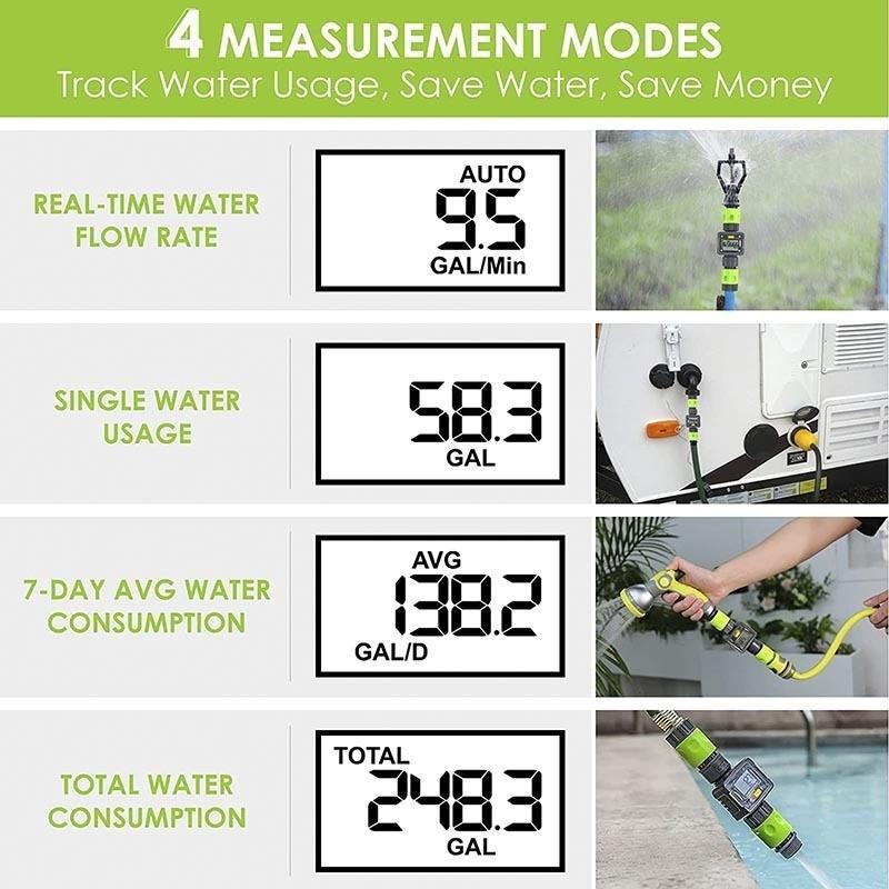 Digital Water Flow Meter RV Water Meter For Outdoor Garden Hose,Watering Irrigation,RV Travel Measuring Water Consumption