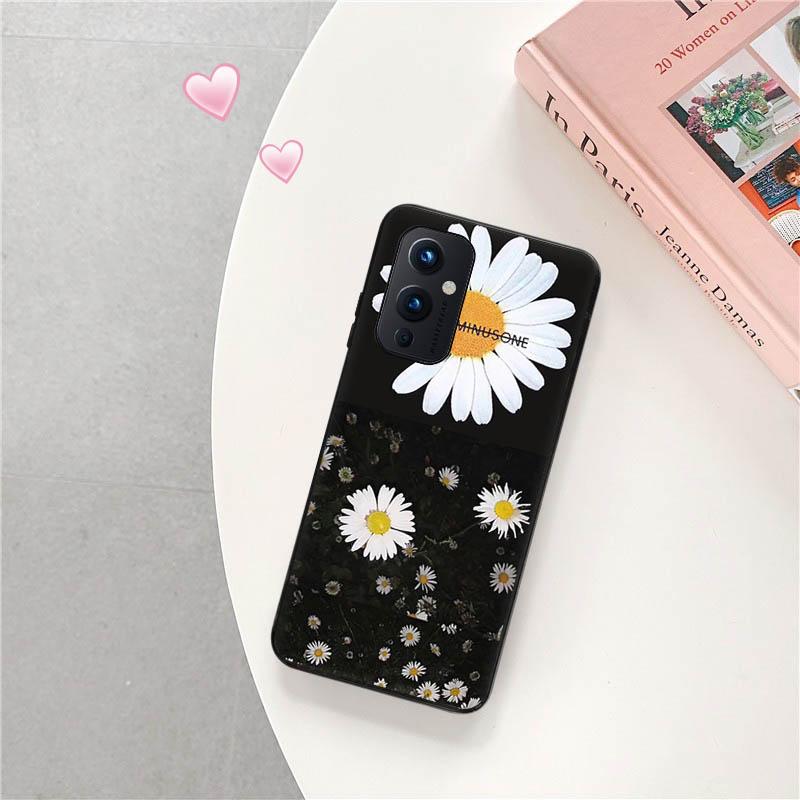 Для OnePlus 9 Pro 8 5G 7 9R 7T 8T Z Daisy Sunflower Черный матовый чехол из ТПУ с росписью чехол для телефона OnePlus Nord 2 CE N10 N100 N200