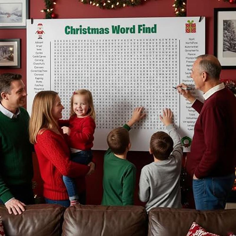 Christmas Word Search Poster – Wall Game, Poster-Size Word Search, Christmas Activity Poster For Families, Christmas Game