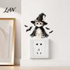 Kids Room Wall Accents Halloween Wizard Cat & Bat Switch Sticker, Self-Adhesive Light Decal, Decorative Stickers for Bedroom Removable Decor