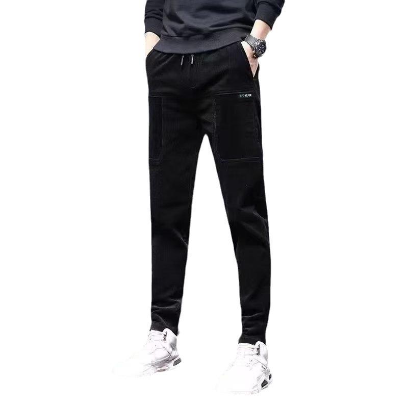 Мужские повседневные вельветовые шаровары - свободный крой, шесть карманов, прямые, подходят для весны/осени